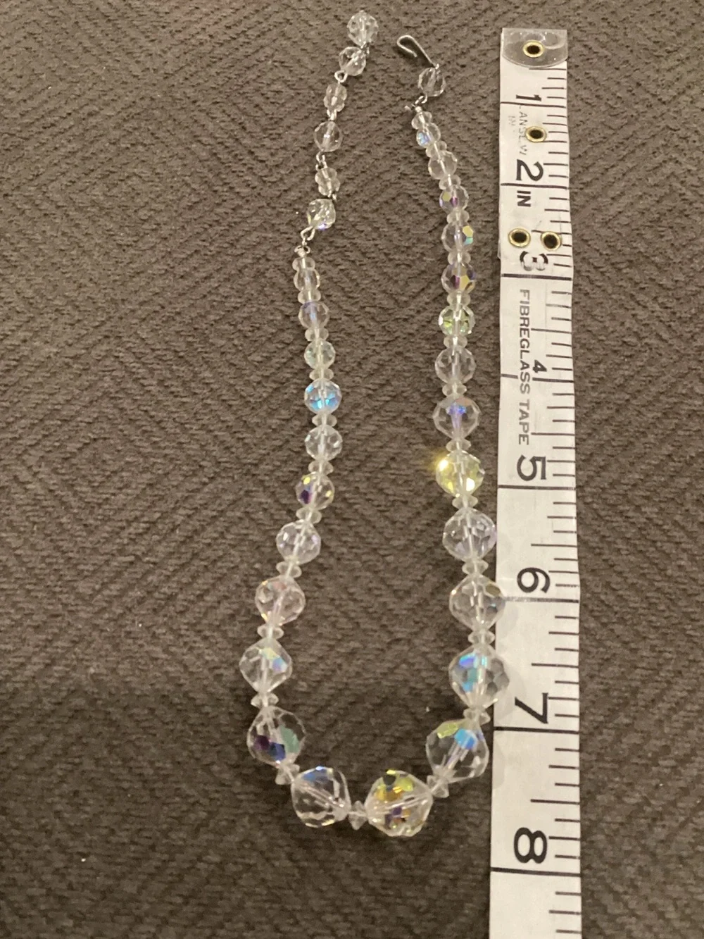 Vintage Aurora Borealis Crystal Glass Bead Necklace and Clip-On Earrings - Picture 8 of 9